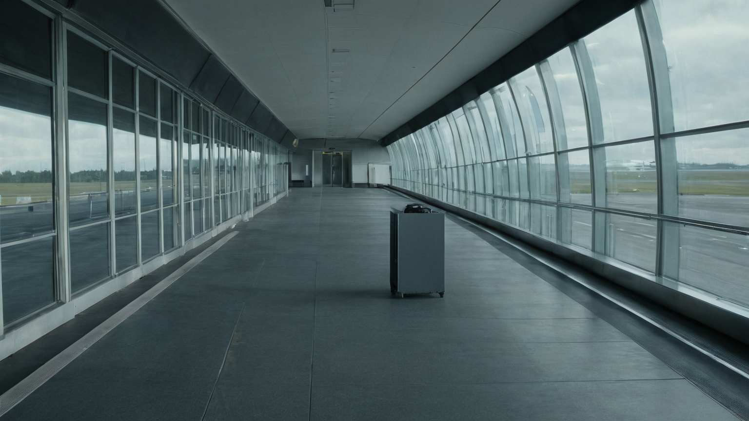 Airside and landside connection paths in a blank transfer corridor