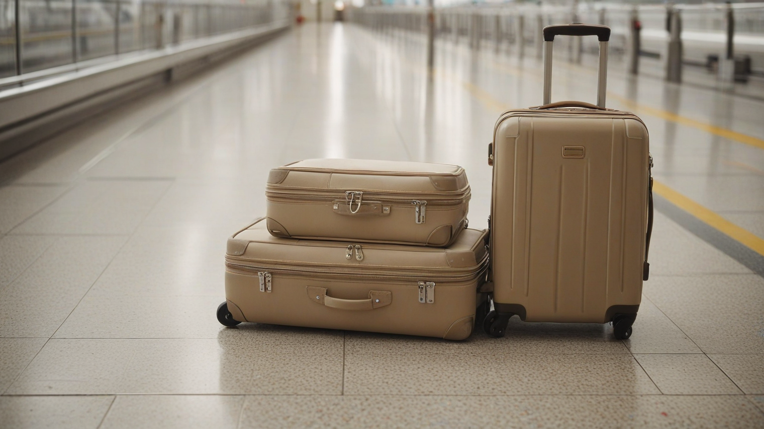 Baggage-routing alternatives represented by intact unbranded luggage