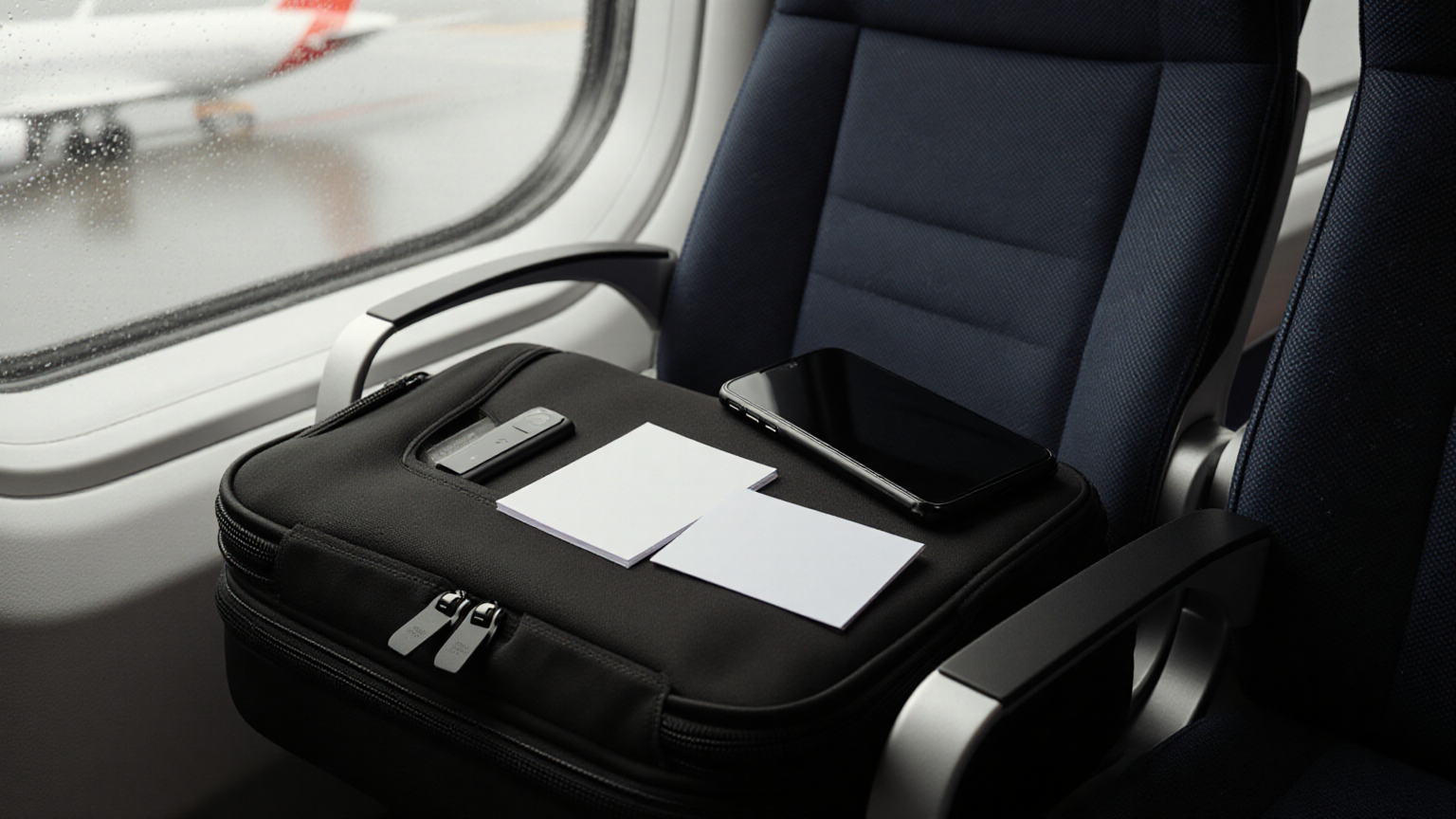Carry-on with blank note card
