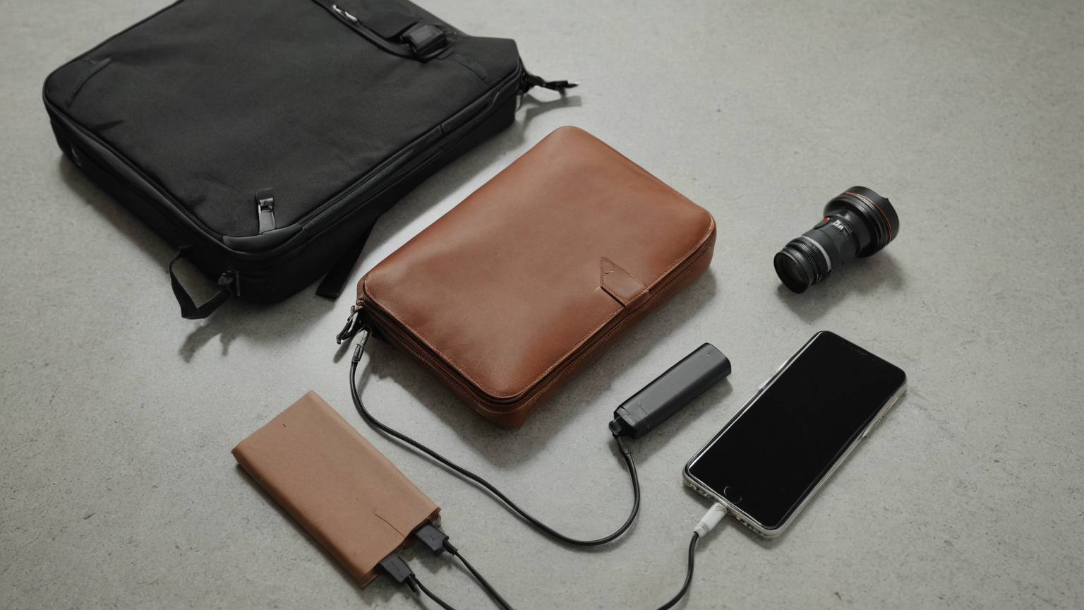 Airport fallback kit with sealed blank itinerary and closed wallet