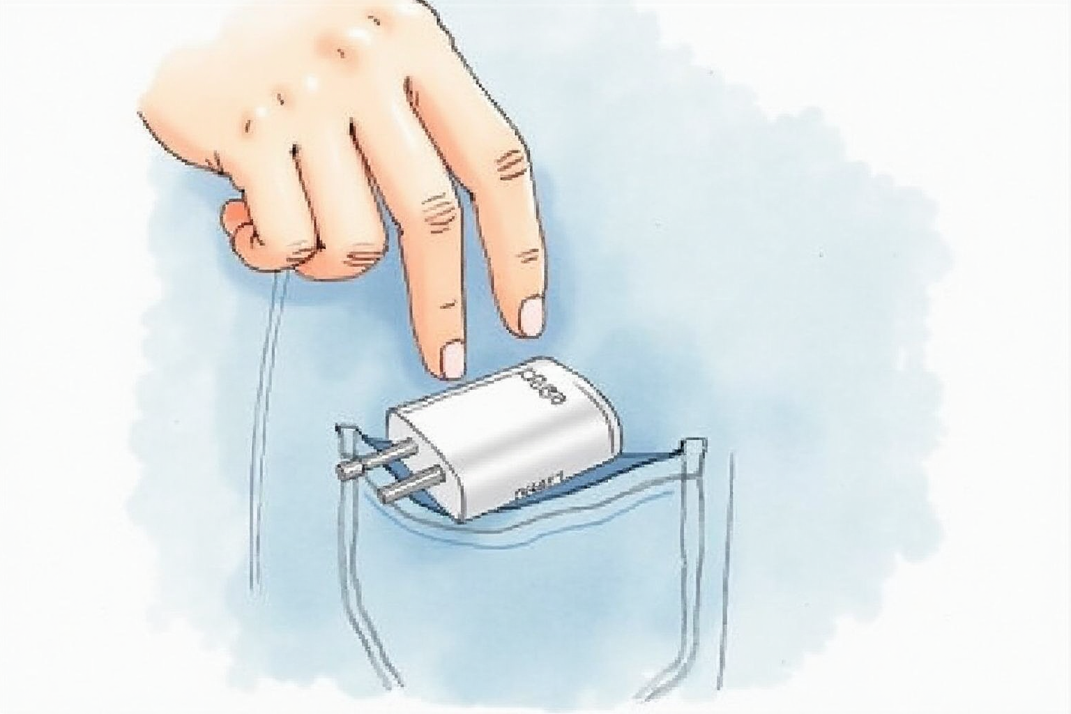 Compact adapter sliding into shirt pocket showing portable size