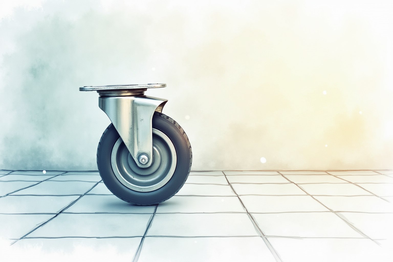360 degree spinner wheels gliding smoothly on airport floor tile