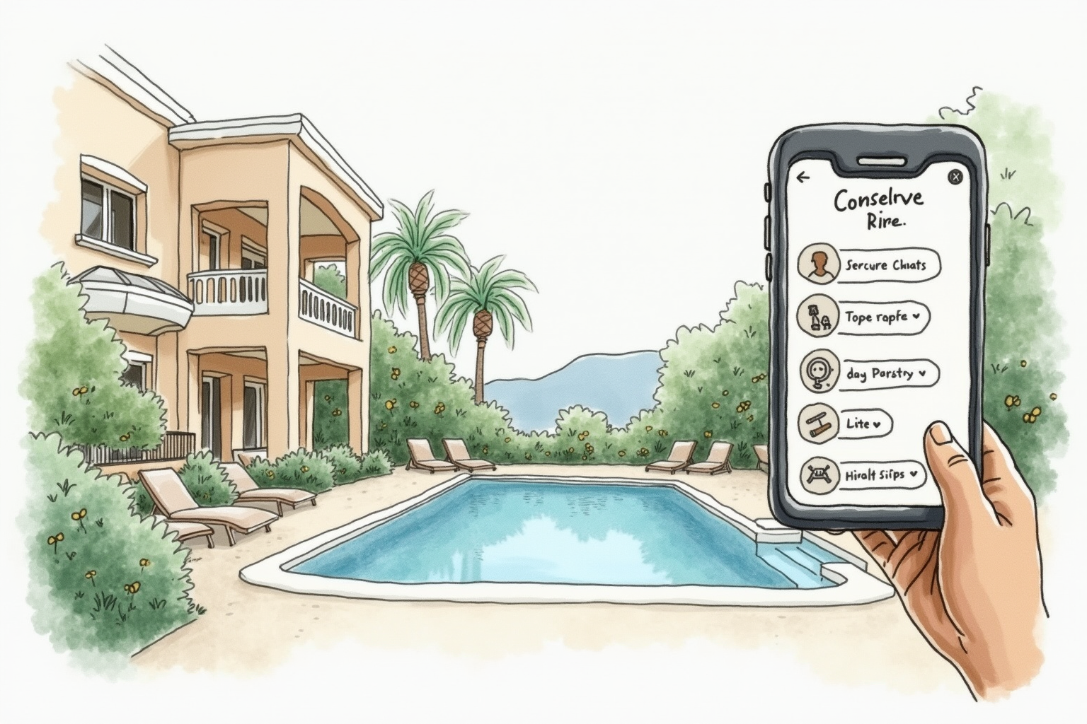 Hotel app concierge chat for special requests at luxury property