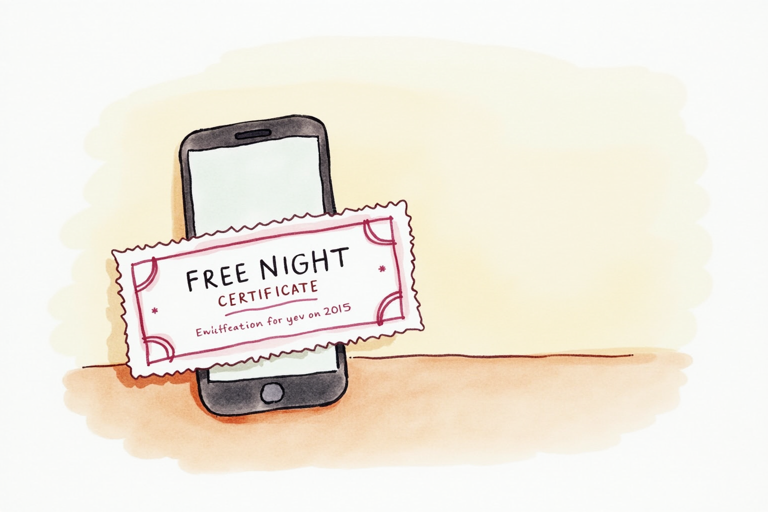 Free night certificate redemption email notification on smartphone