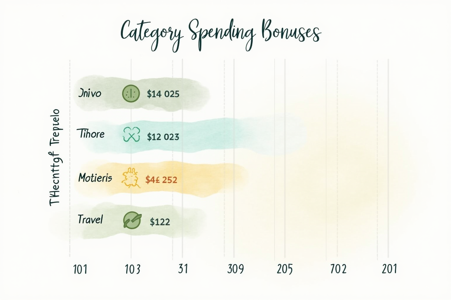 Category spending bonuses chart highlighting dining travel grocery categories