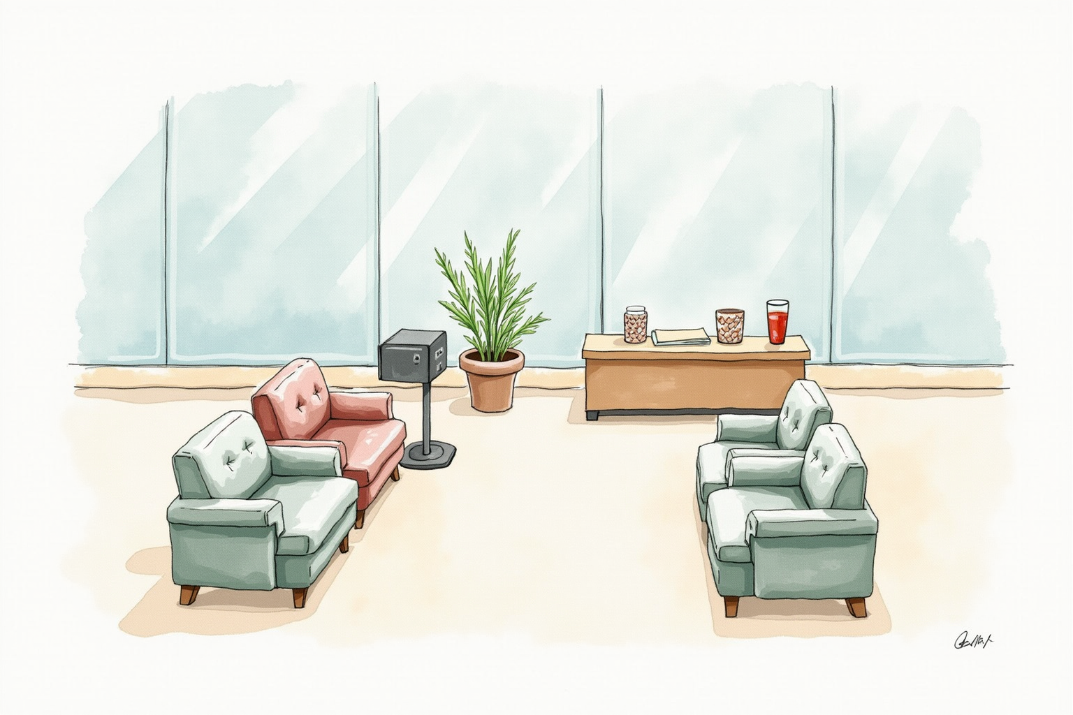 Airport lounge access with comfortable seating and complimentary refreshments