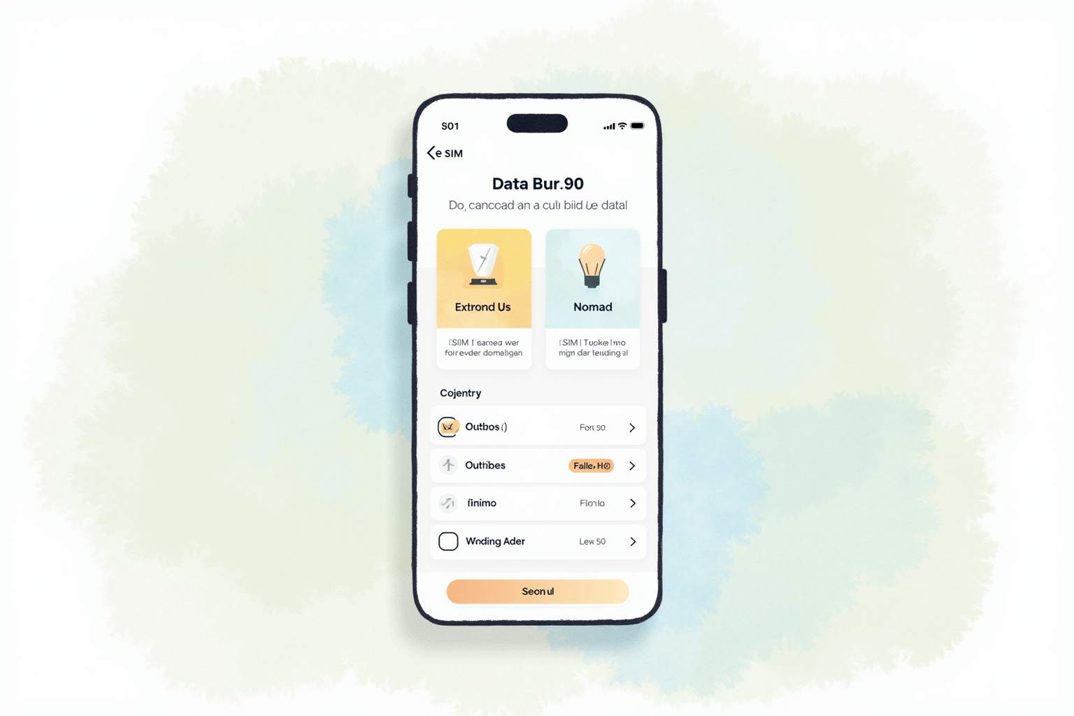 eSIM app showing data plan comparison Airalo Holafly Nomad options