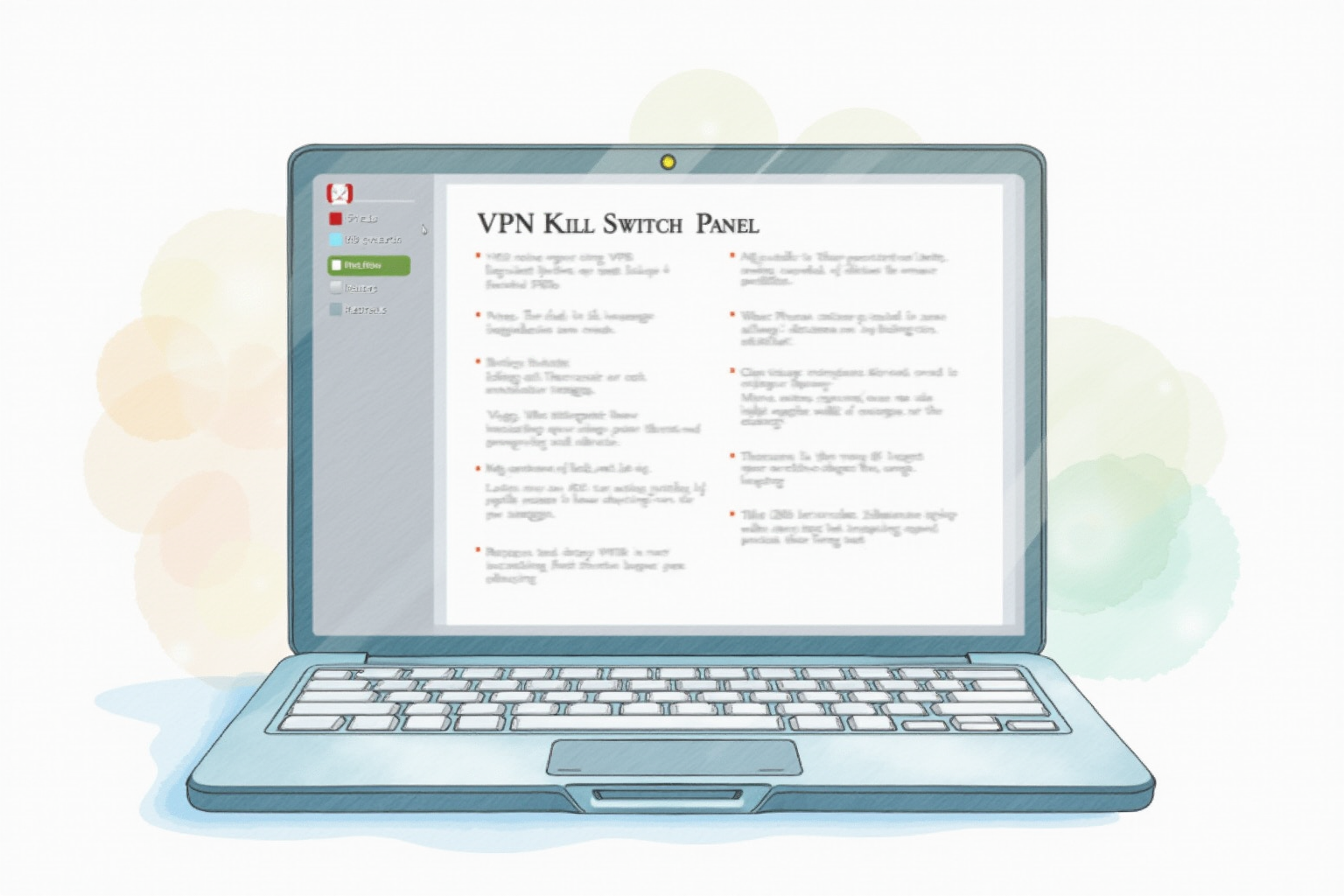 VPN kill switch settings panel on laptop