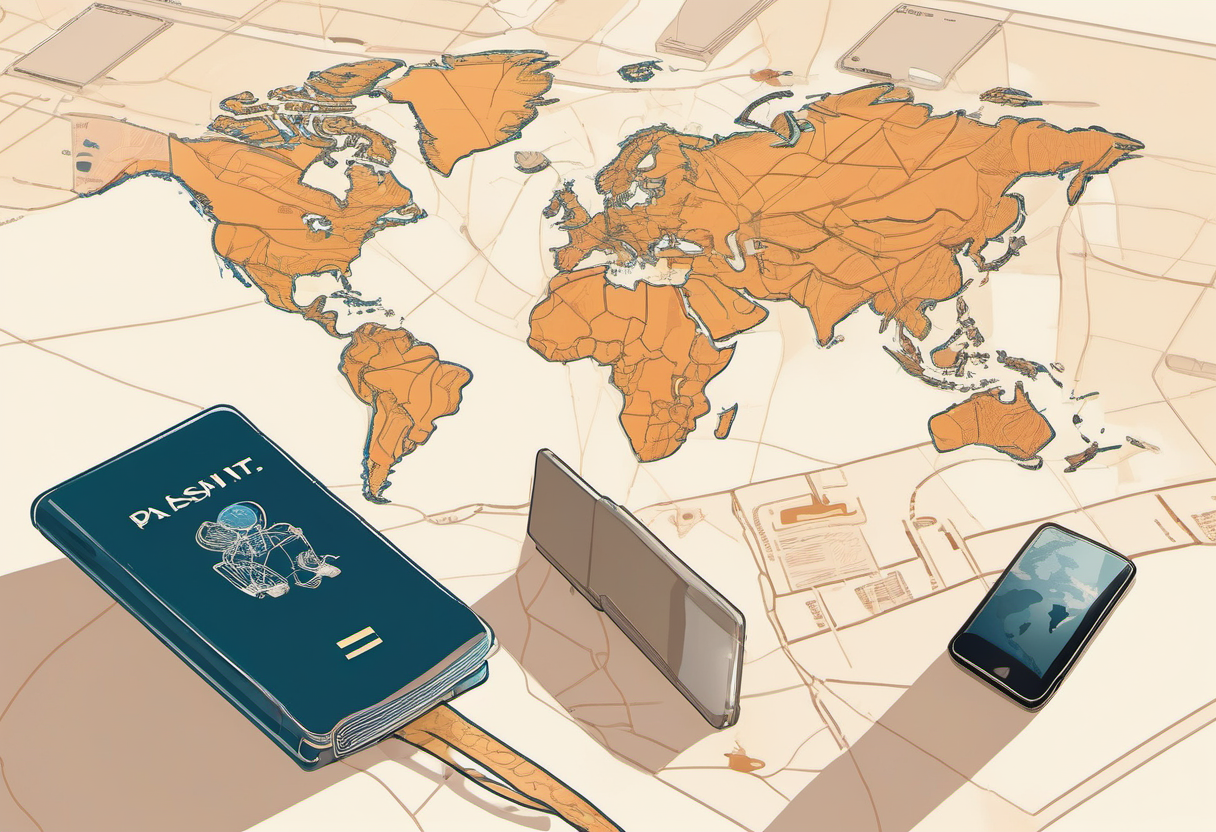 International mobile coverage map style illustration without text
