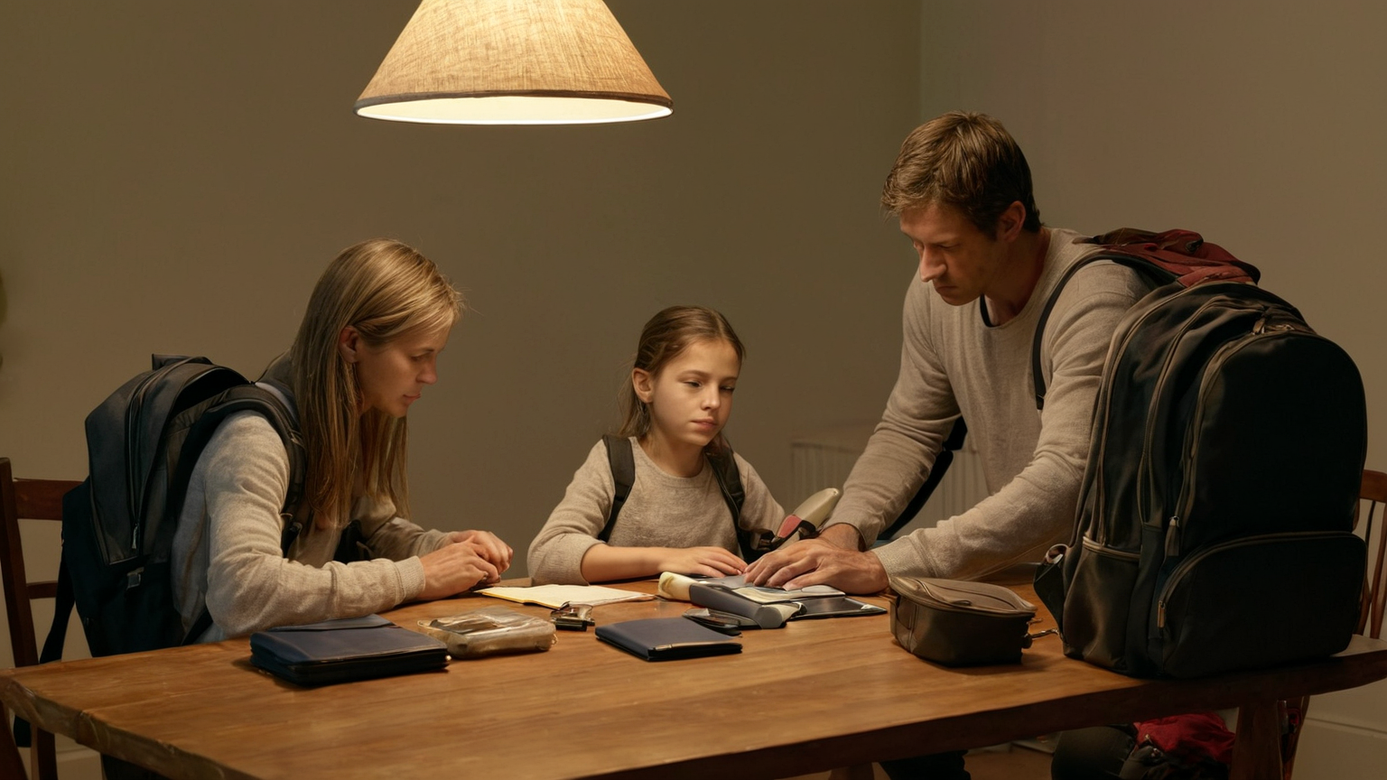 Family renewal planning with passports and carry-on luggage