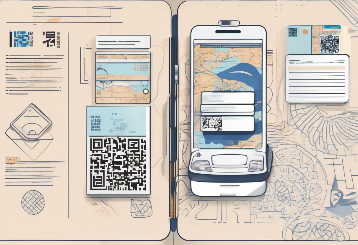Organized Japan arrival checklist with passport, phone, transit card, and luggage tags