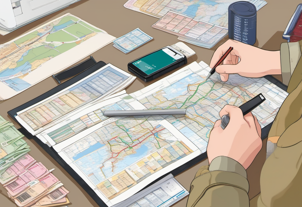 Traveler comparing Japan Rail Pass, regional pass, and point to point train tickets